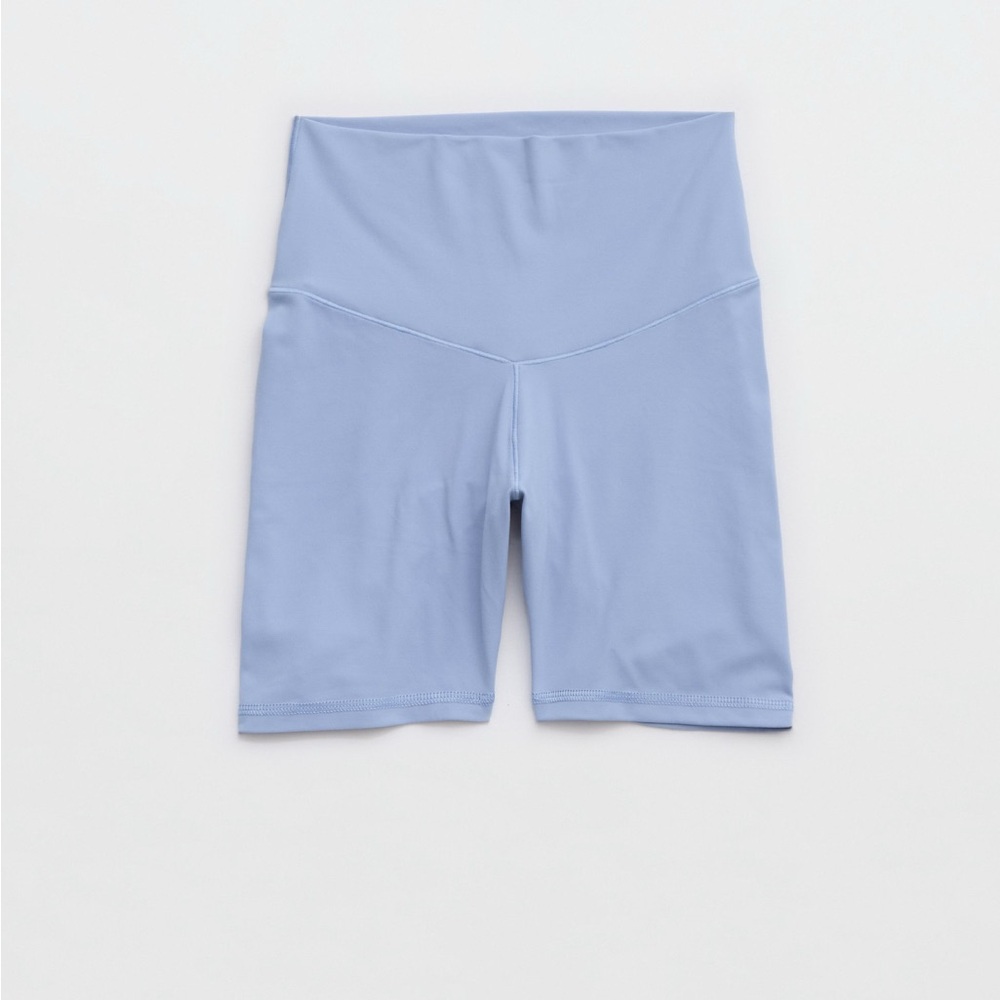Blue Athletic Shorts with High Waist and Moisture-Wicking Fabric